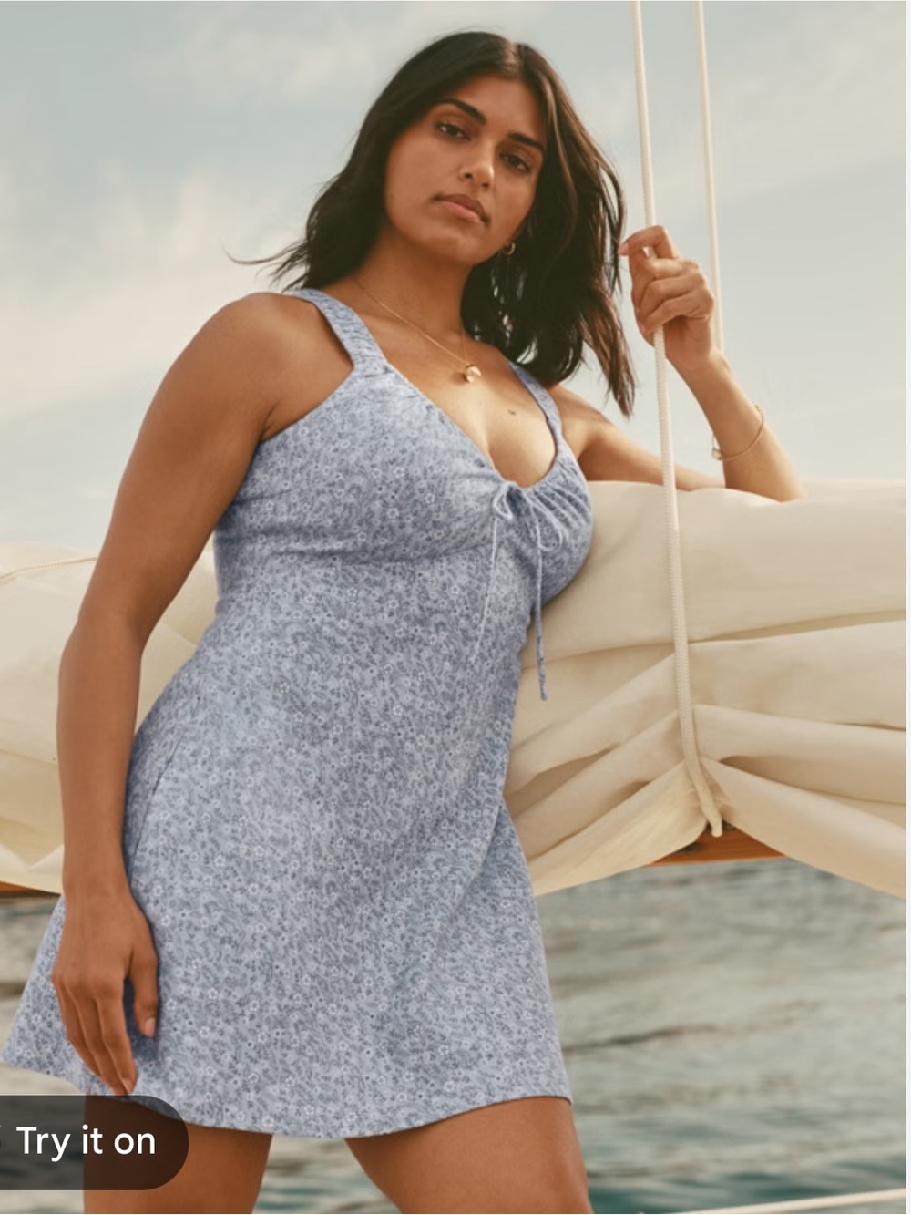 NWT Best Seller Abercrombie & Fitch Bra-Free Tie-Front Linen-Blend Mini Dress